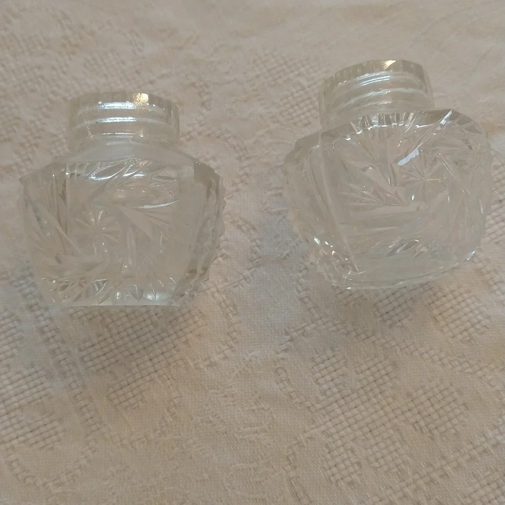 Antique crystal salt and pepper shakers cottagecore shabby chic grand millenial